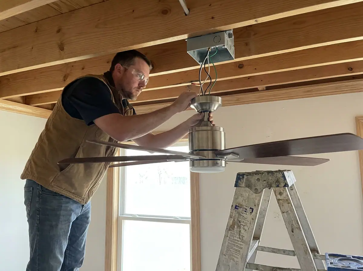 Ceiling fan with light kit installed in a Granbury living room