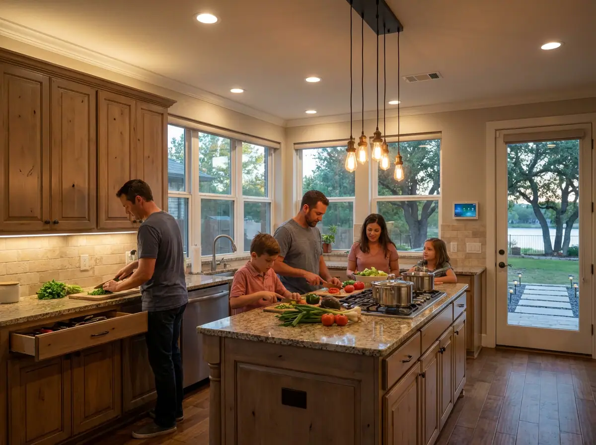 Custom under-cabinet and accent lighting in a Granbury kitchen