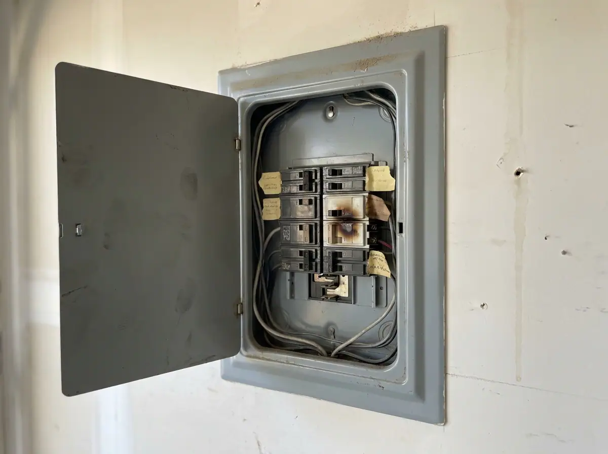 Residential electrical breaker panel ready for an upgrade