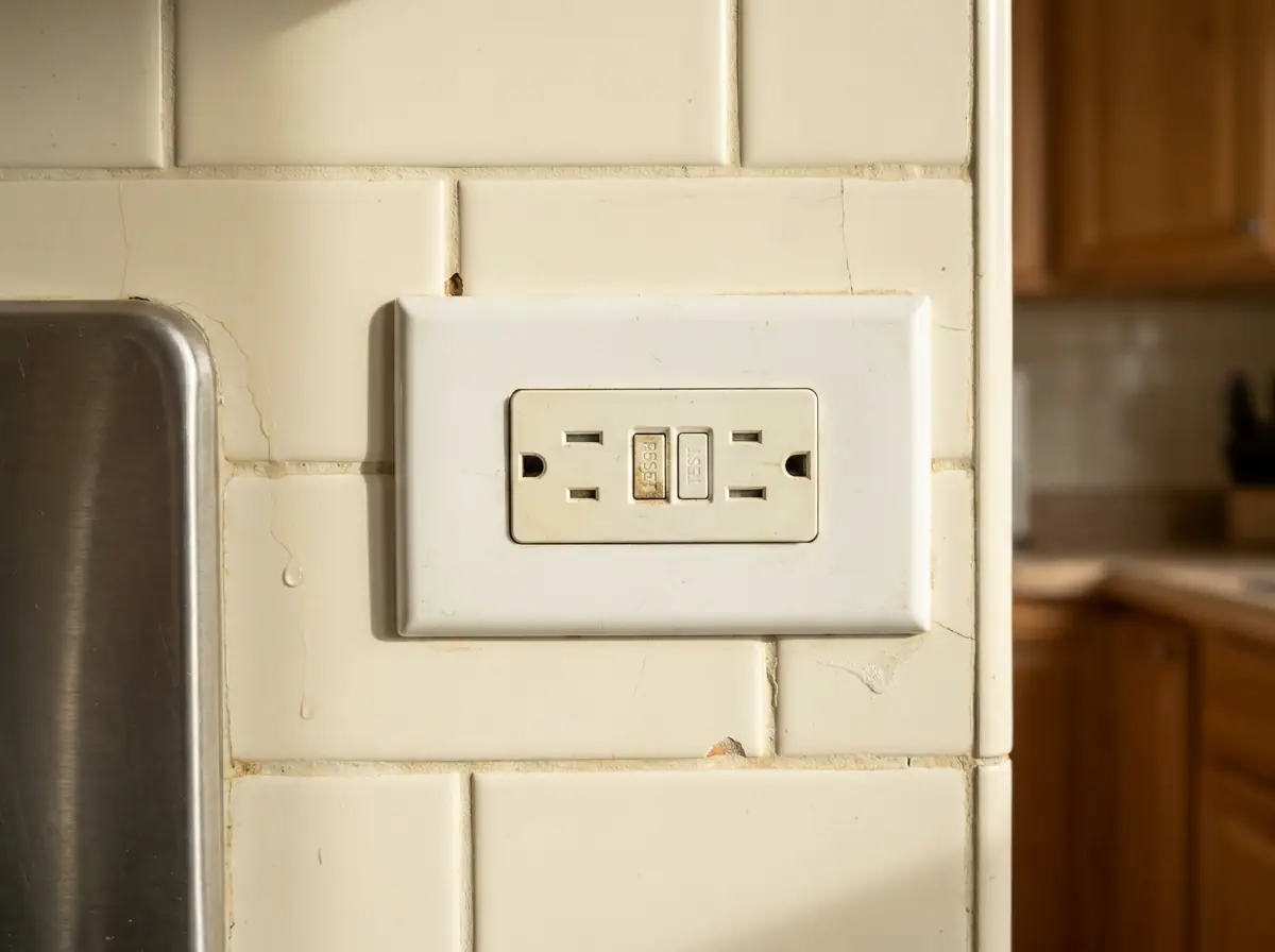 GFCI outlet with test and reset buttons