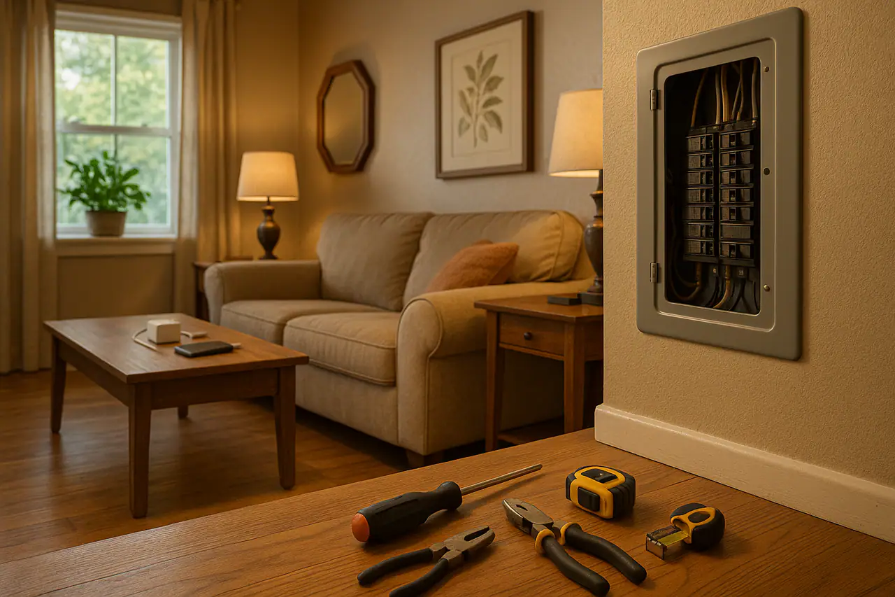 Homeowner testing a GFCI outlet during electrical maintenance