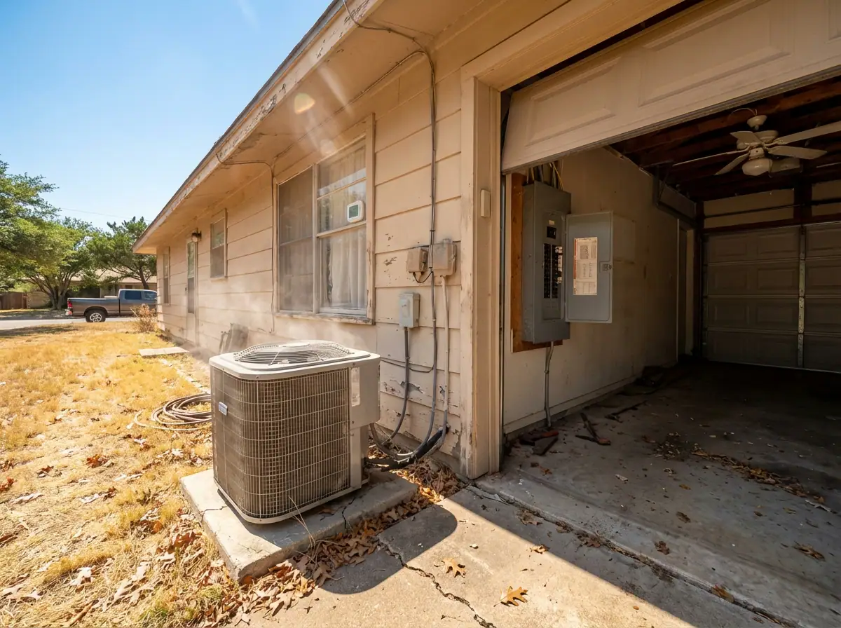 Outdoor air conditioning unit running in Texas summer heat
